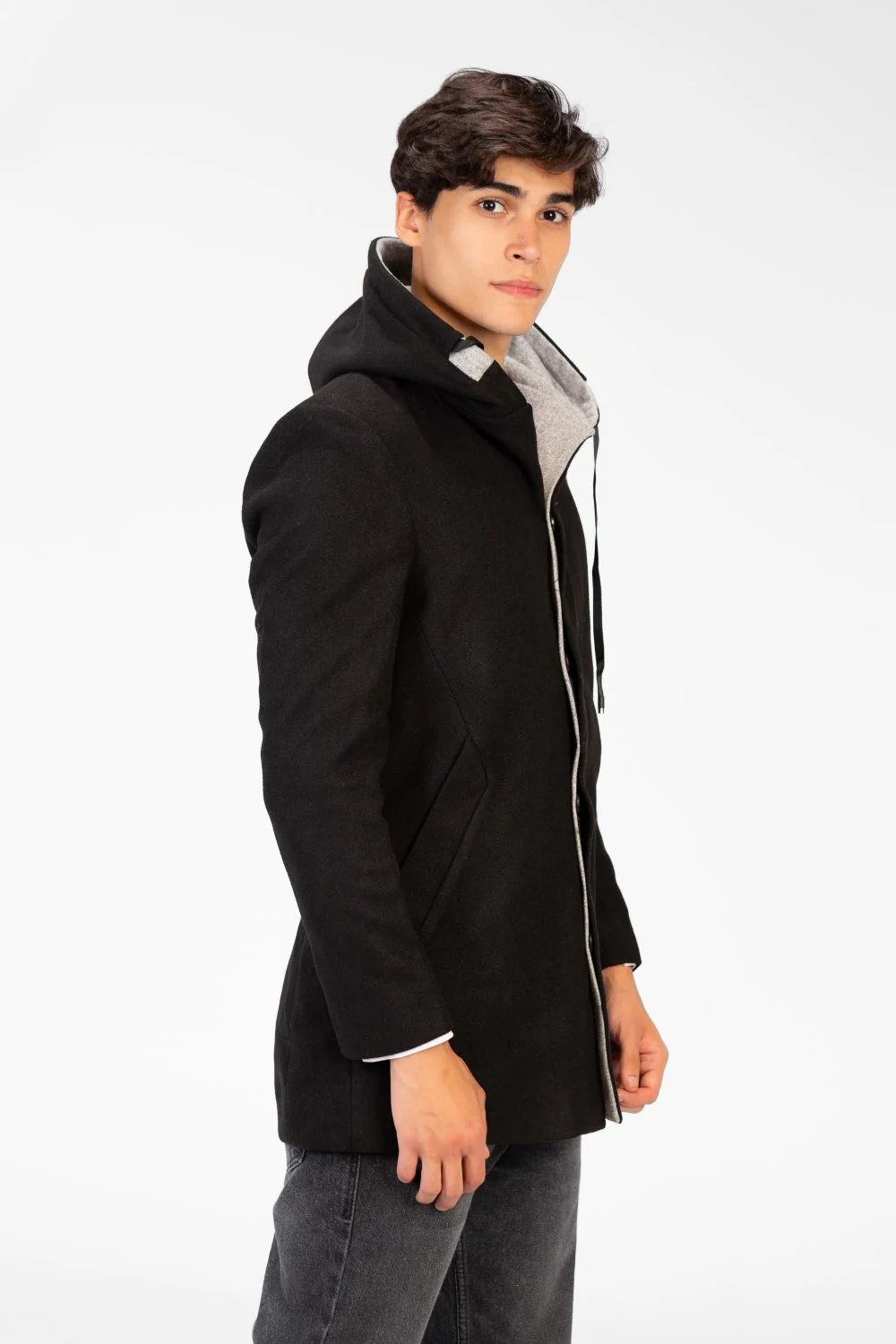 Men's Long Hooded Coat With Long Sleeves - Image 3