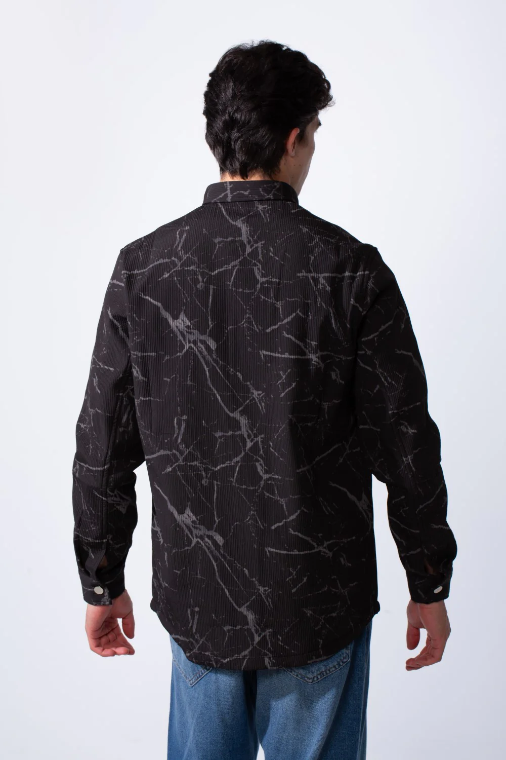 Men's Long Sleeve Classic Neck Jakar Unique Marble Pattern Regular Fit Textured Casual Shirt - Image 8