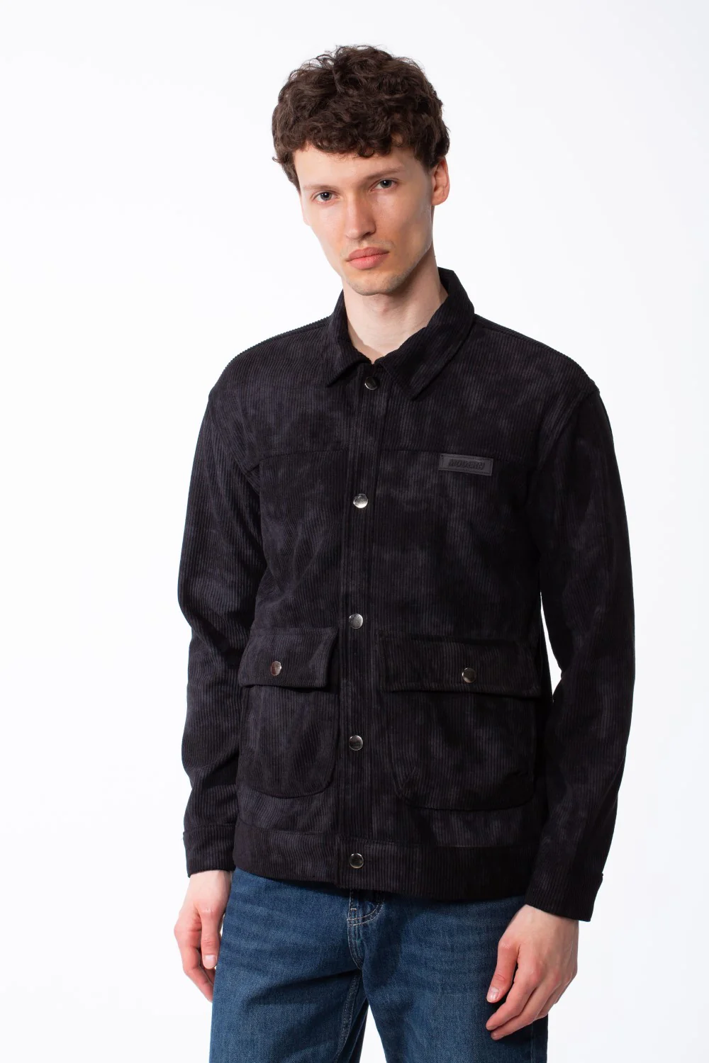 Men's Long Sleeve Classic Neck With Marble Pattern Flap Closure Chest Pockets Textured Ripped Fabric Slim Fit Jacket