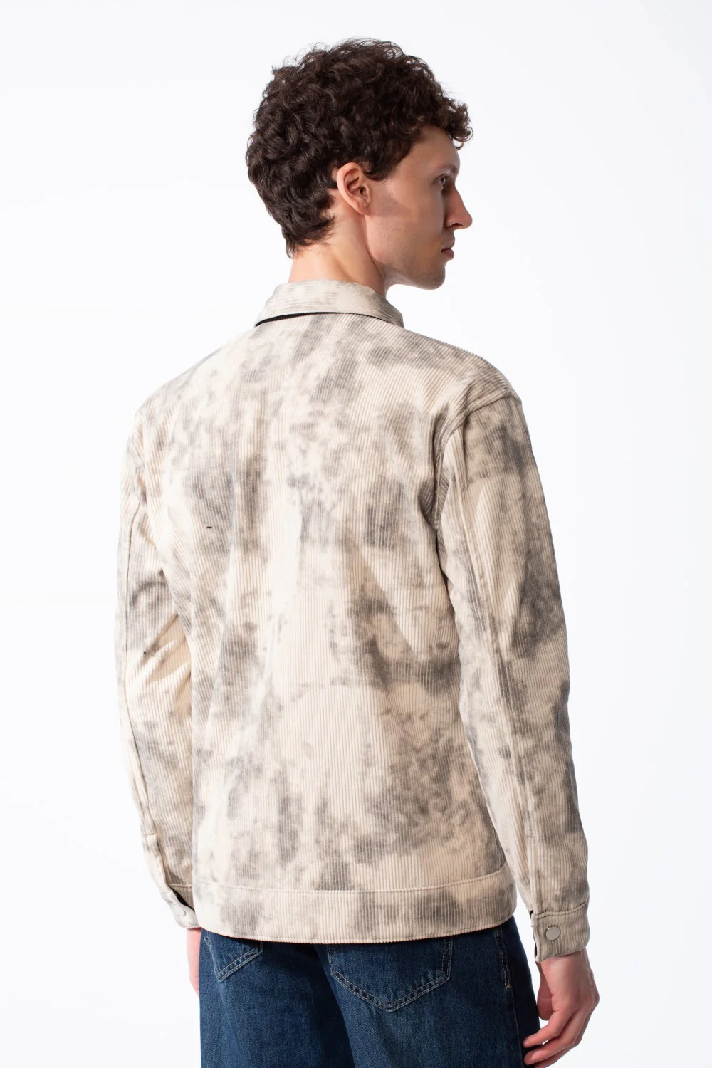 Men's Long Sleeve Classic Neck With Marble Pattern Flap Closure Chest Pockets Textured Ripped Fabric Slim Fit Jacket - Image 10