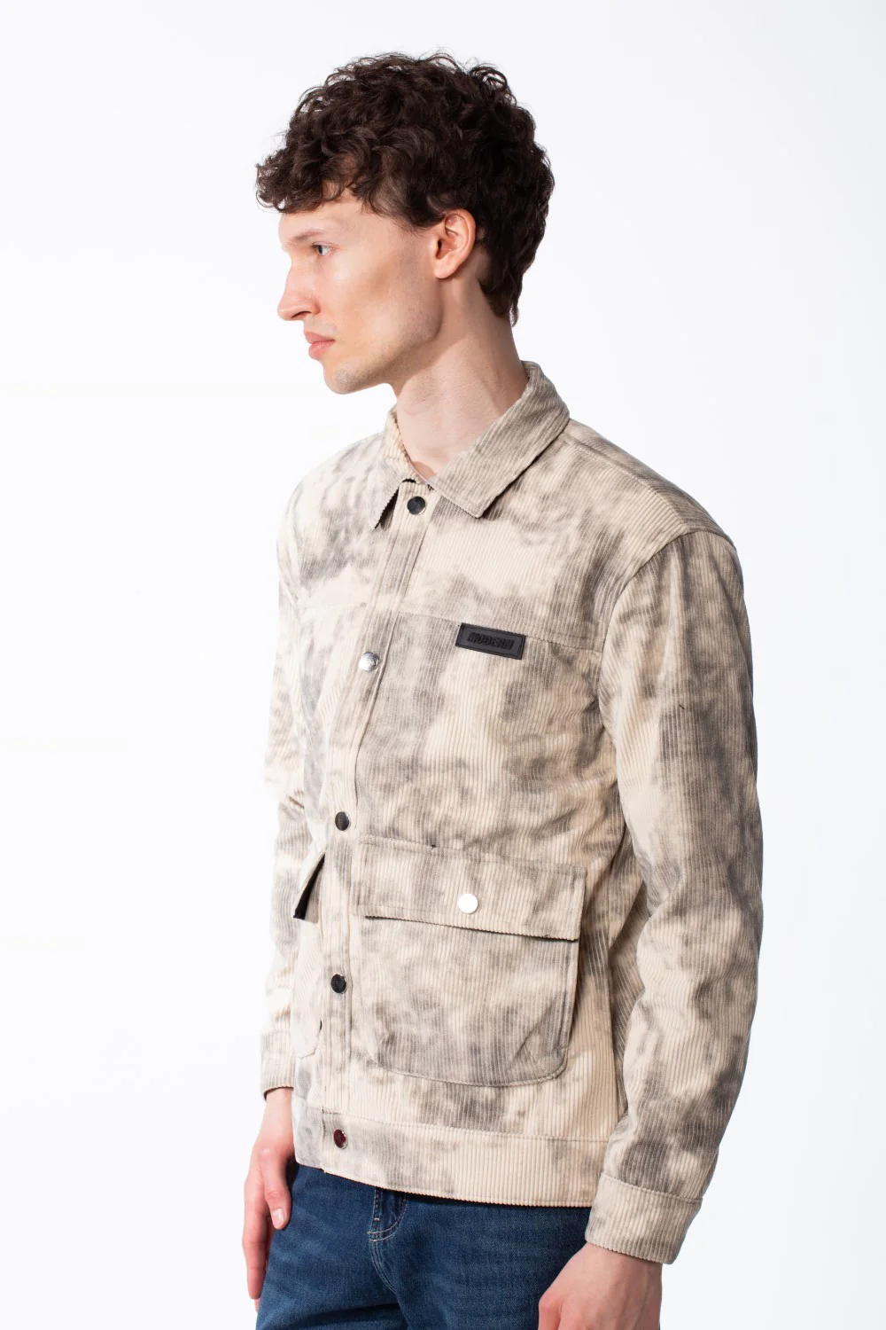 Men's Long Sleeve Classic Neck With Marble Pattern Flap Closure Chest Pockets Textured Ripped Fabric Slim Fit Jacket - Image 12