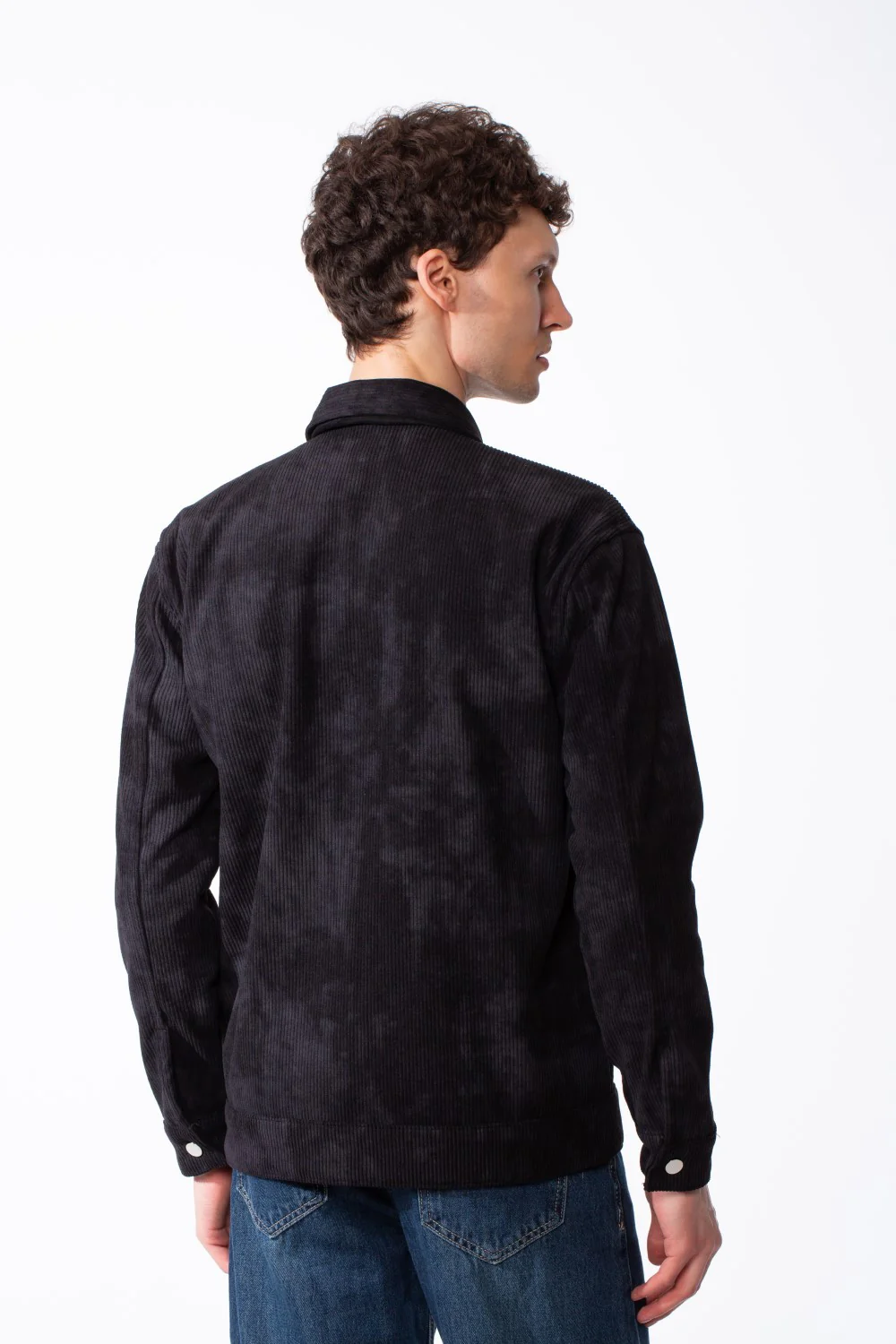 Men's Long Sleeve Classic Neck With Marble Pattern Flap Closure Chest Pockets Textured Ripped Fabric Slim Fit Jacket - Image 2