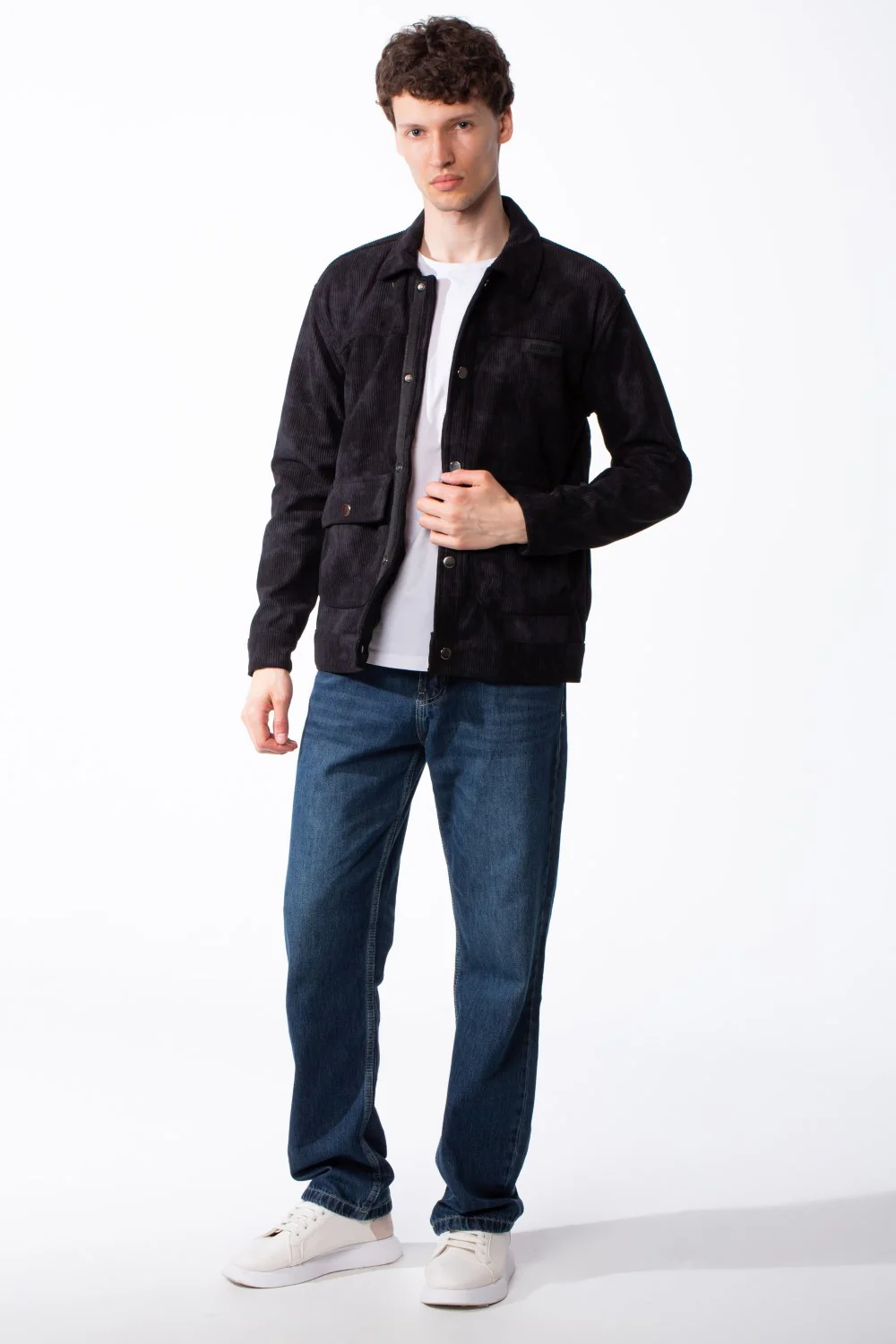 Men's Long Sleeve Classic Neck With Marble Pattern Flap Closure Chest Pockets Textured Ripped Fabric Slim Fit Jacket - Image 3