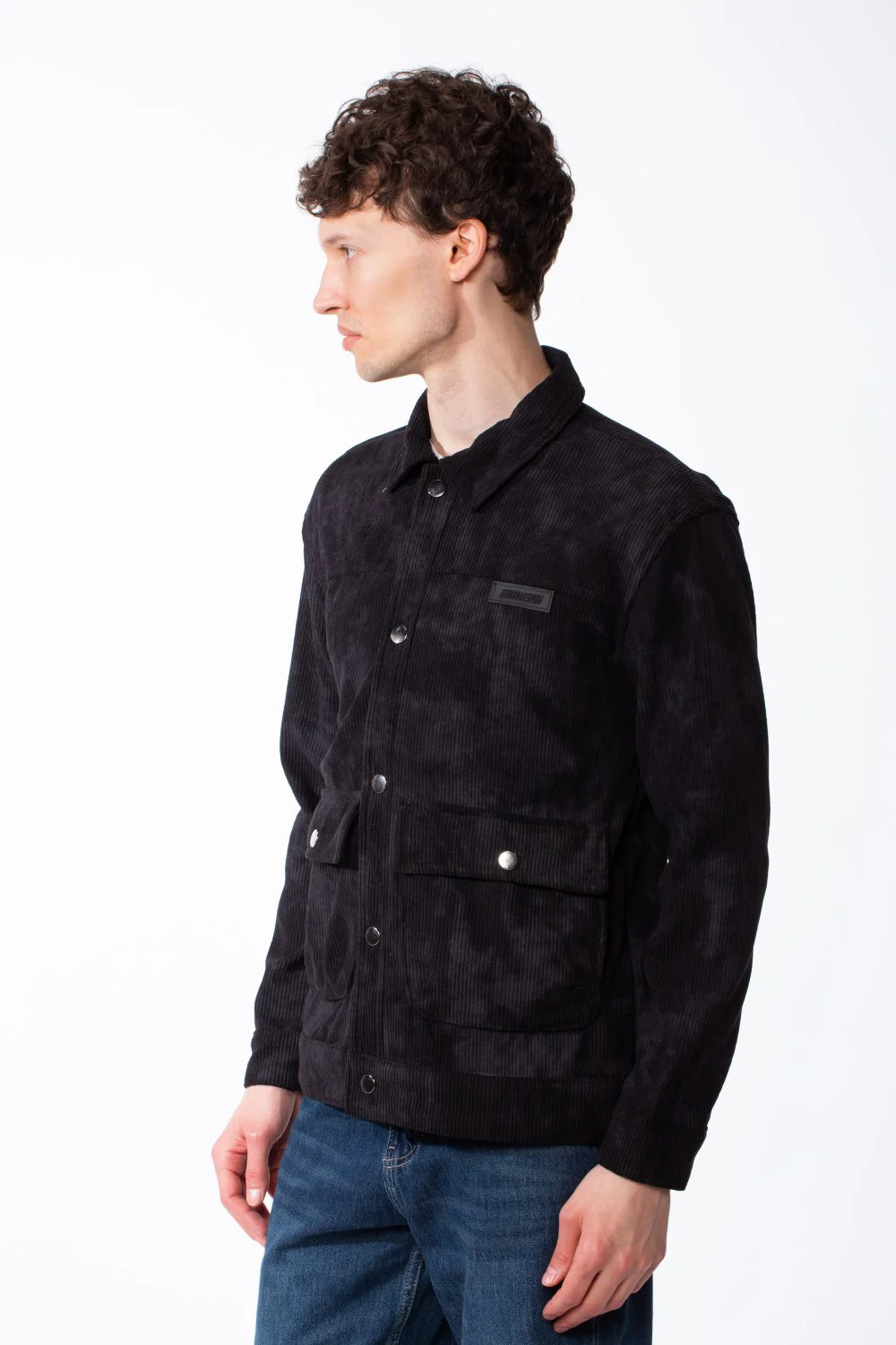 Men's Long Sleeve Classic Neck With Marble Pattern Flap Closure Chest Pockets Textured Ripped Fabric Slim Fit Jacket - Image 4