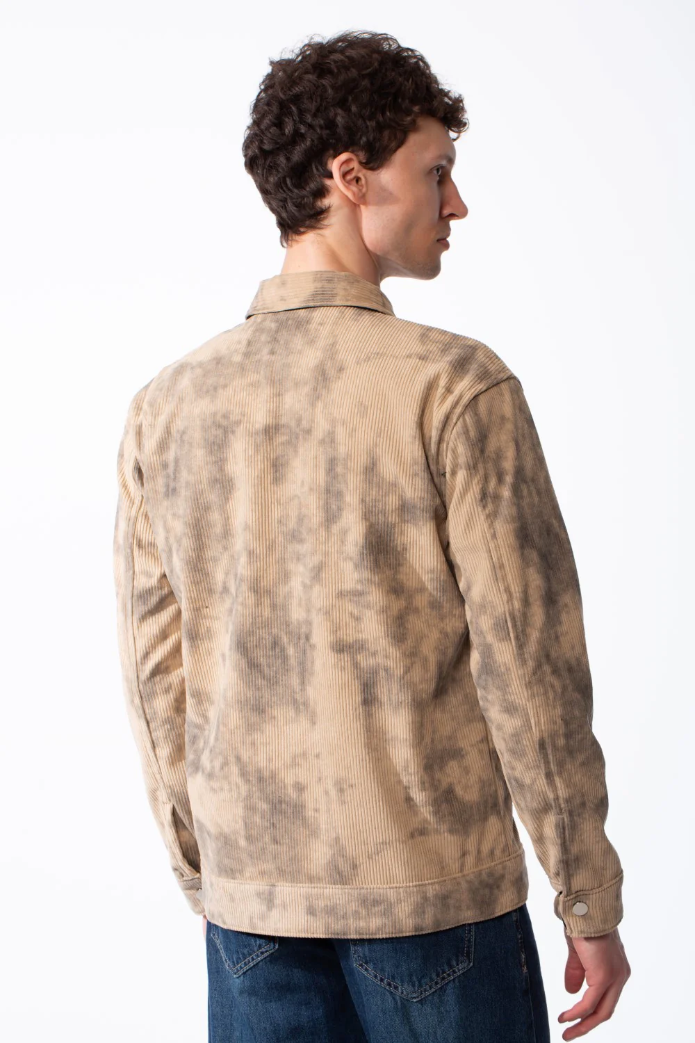Men's Long Sleeve Classic Neck With Marble Pattern Flap Closure Chest Pockets Textured Ripped Fabric Slim Fit Jacket - Image 6