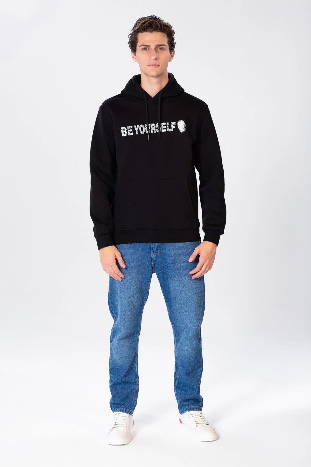 Men's Long Sleeve Hooded Sweatshirt Made Of Practical Melton Material - Image 3