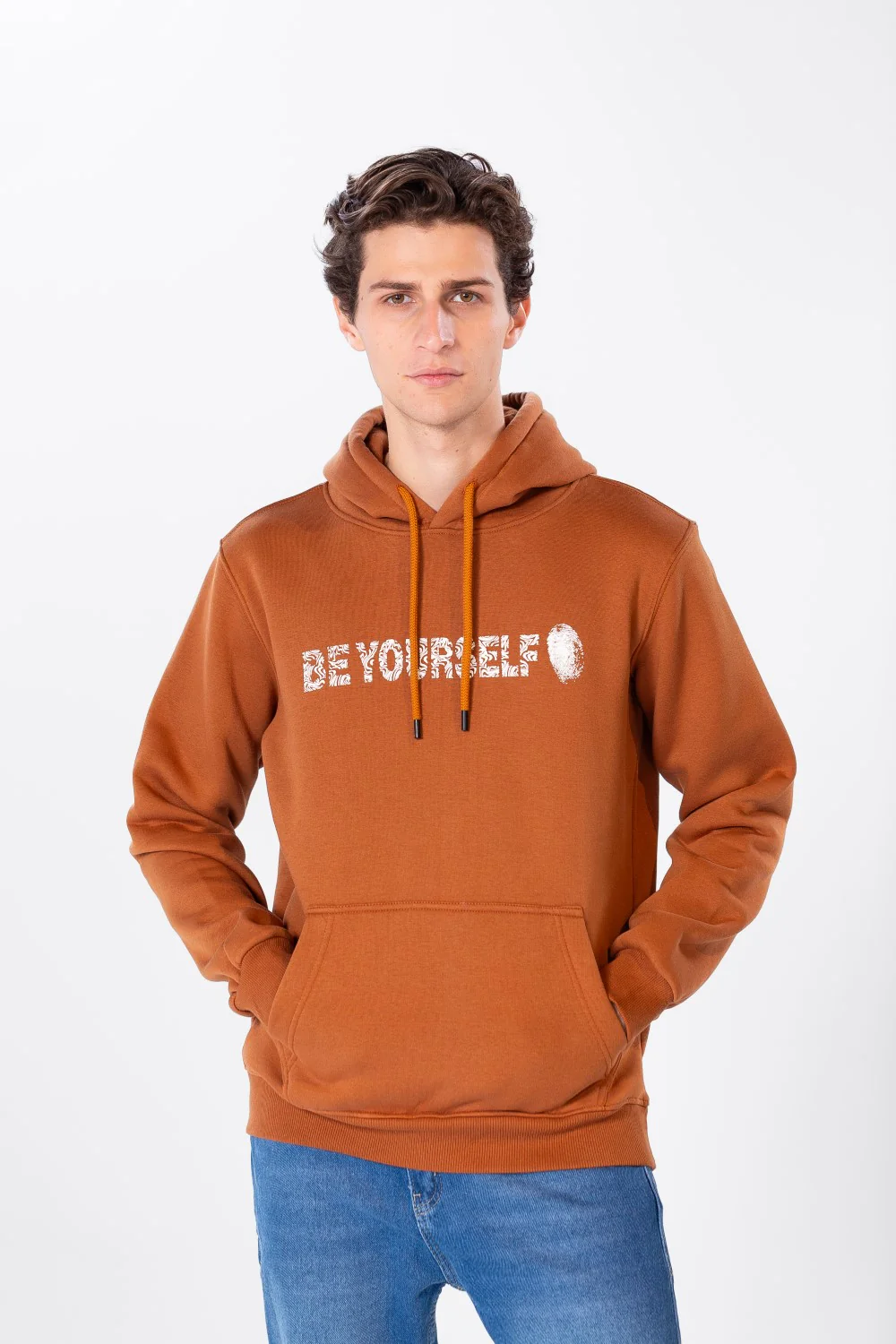 Men's Long Sleeve Hooded Sweatshirt Made Of Practical Melton Material - Image 4