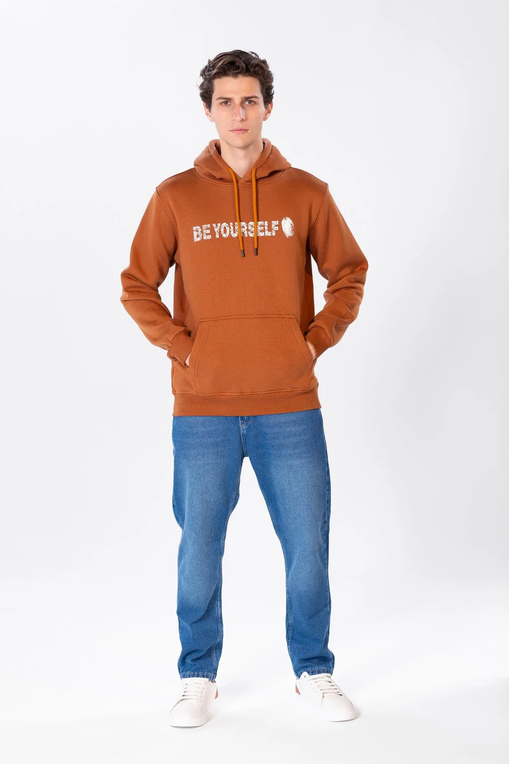 Men's Long Sleeve Hooded Sweatshirt Made Of Practical Melton Material - Image 6