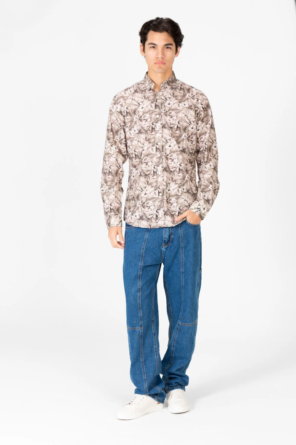 Men's Long Sleeve Jakar Slim Fit Poplin Shirt - Image 4