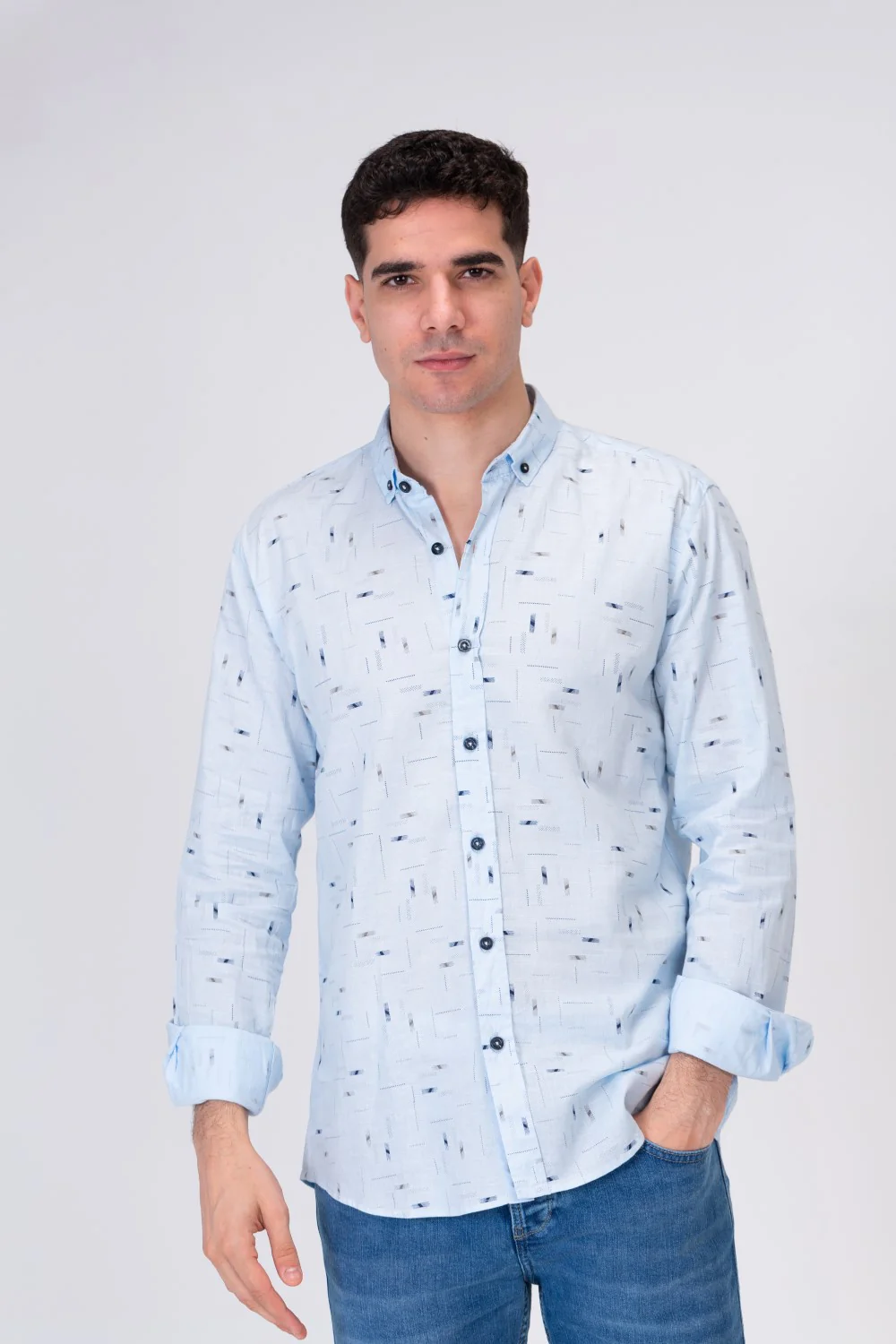 Mens Long Sleeve Printed Shirt With Comfortable Material For Every Day Fit - Image 6
