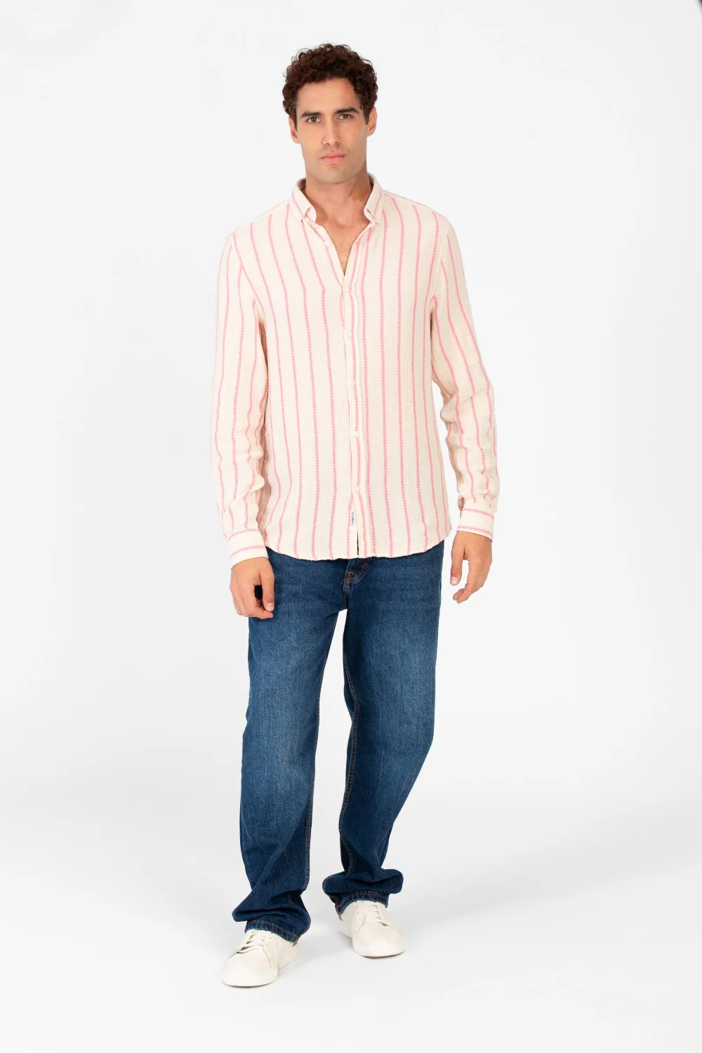 Men's Long Sleeve Regular Fit Striped Shirt - Image 8