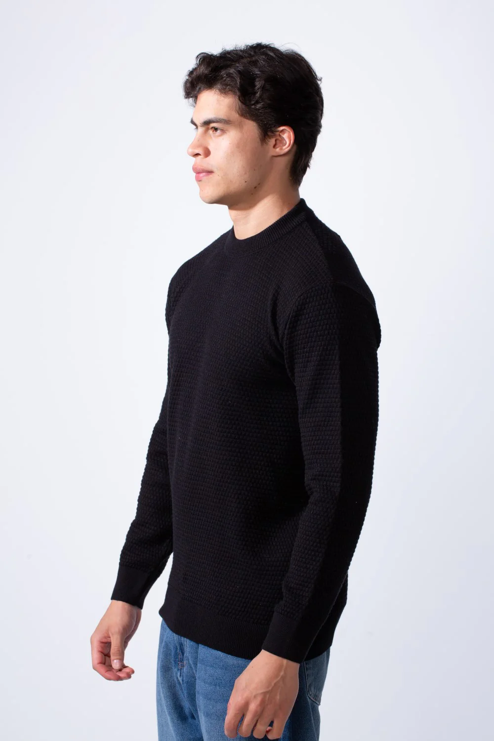 Men's Long Sleeve Round Neck Textured Slim Fit Basic Daily Wear Pullover - Image 8