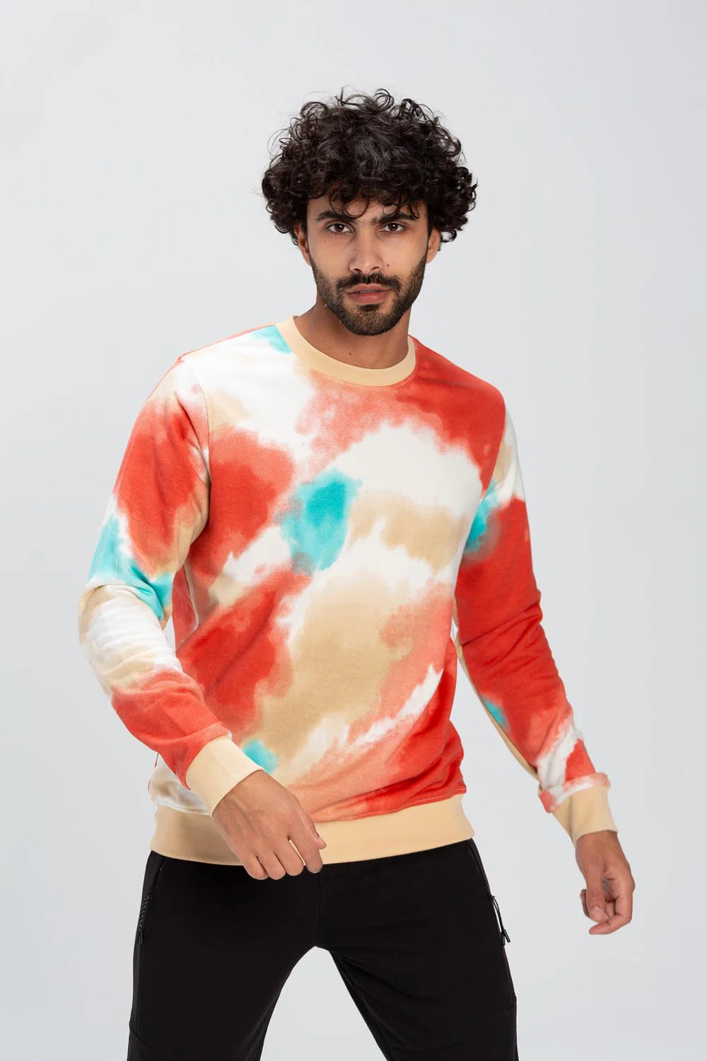 Men's Long Sleeve Rounded Neck Multi Color Sweatshirt - Image 3