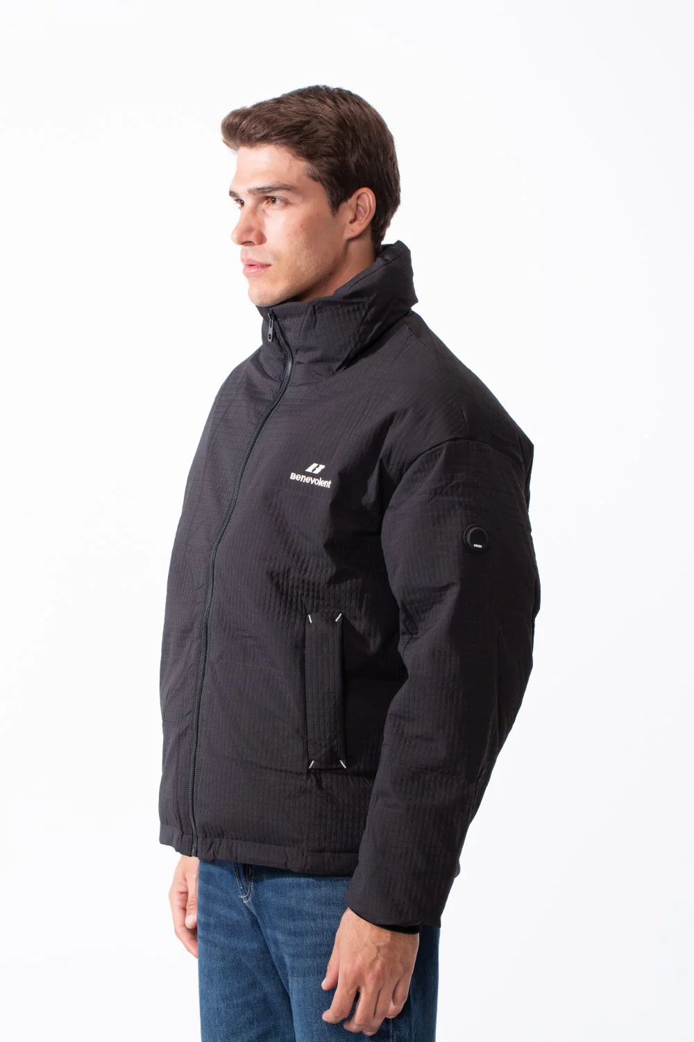 Men's Long Sleeve Side Pockets Textured Waterproof Fabric Thermal Puffer Jacket - Image 4