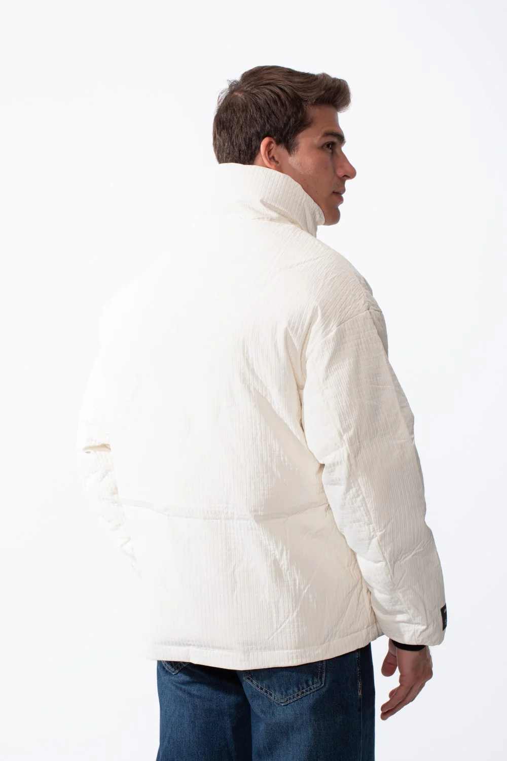 Men's Long Sleeve Side Pockets Textured Waterproof Fabric Thermal Puffer Jacket - Image 6