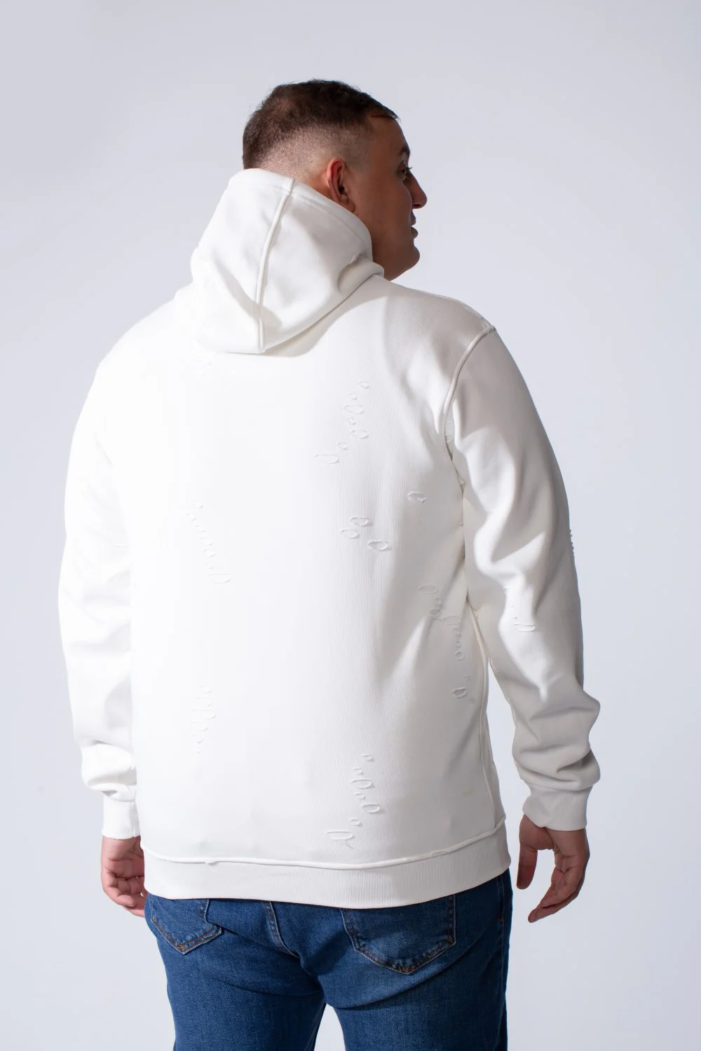 Men's Long Sleeve Simple Chest Text Print With Distressed Detail Vertical Cozy Daily Wear Hooded Big Size Sweatshirt - Image 10