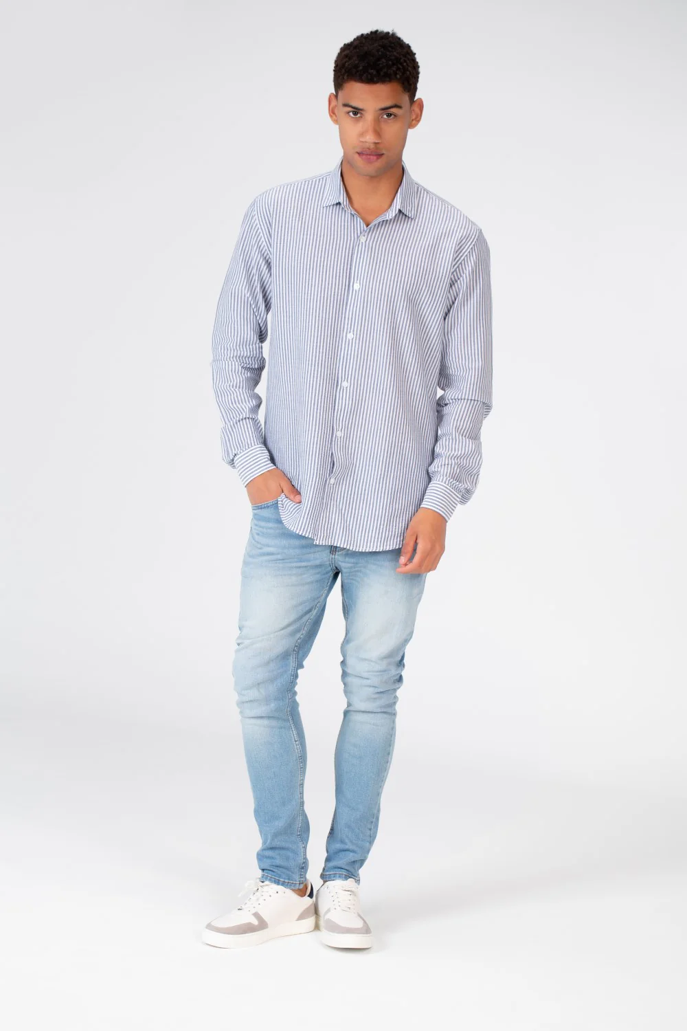 Men's Long Sleeve Slim Fit Striped Shirt - Image 6