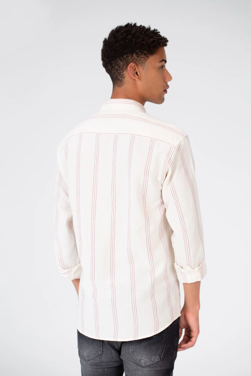 Men's Long Sleeve Slim Fit Striped Shirt With Front Pocket - Image 2