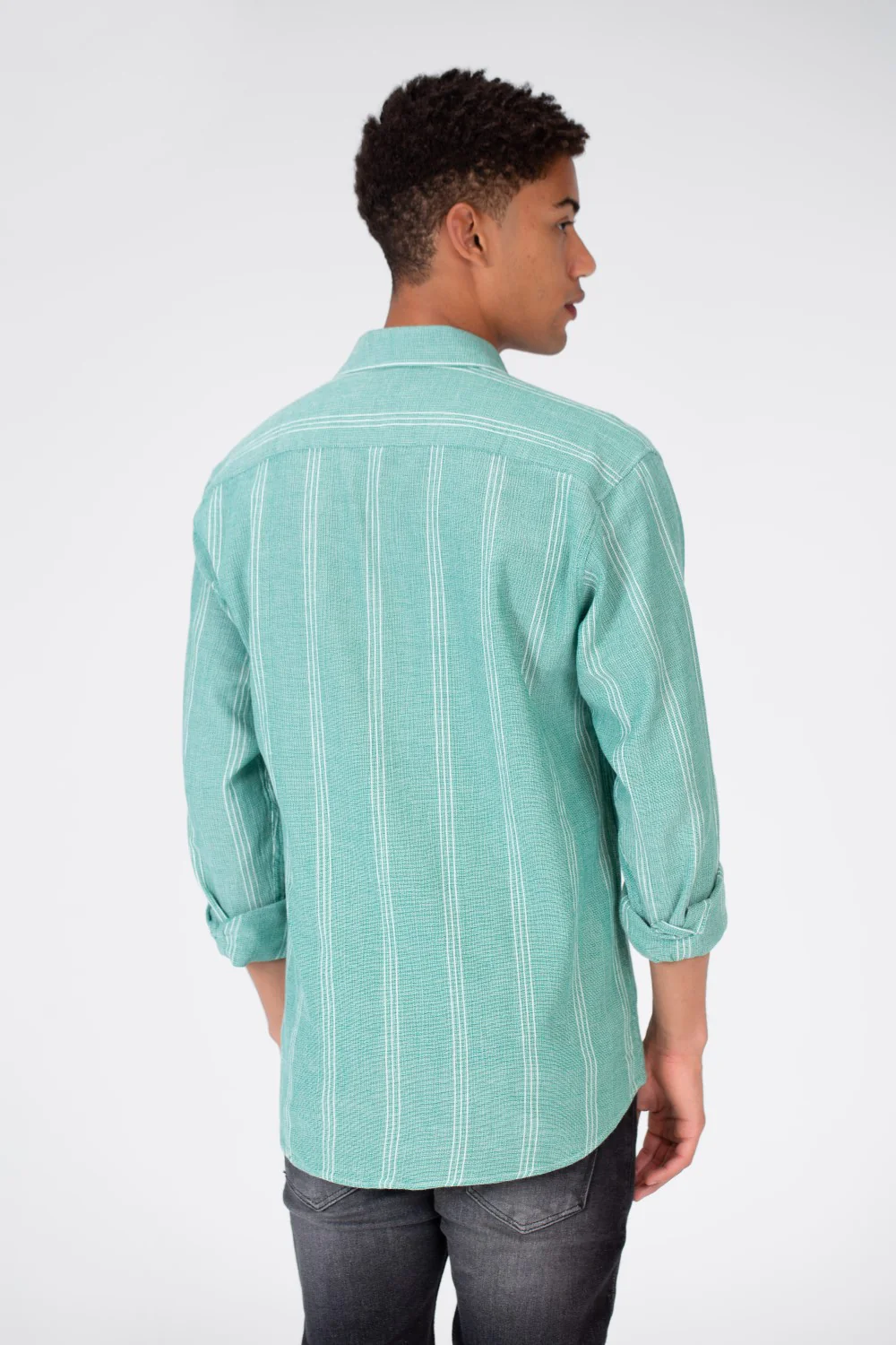 Men's Long Sleeve Slim Fit Striped Shirt With Front Pocket - Image 5