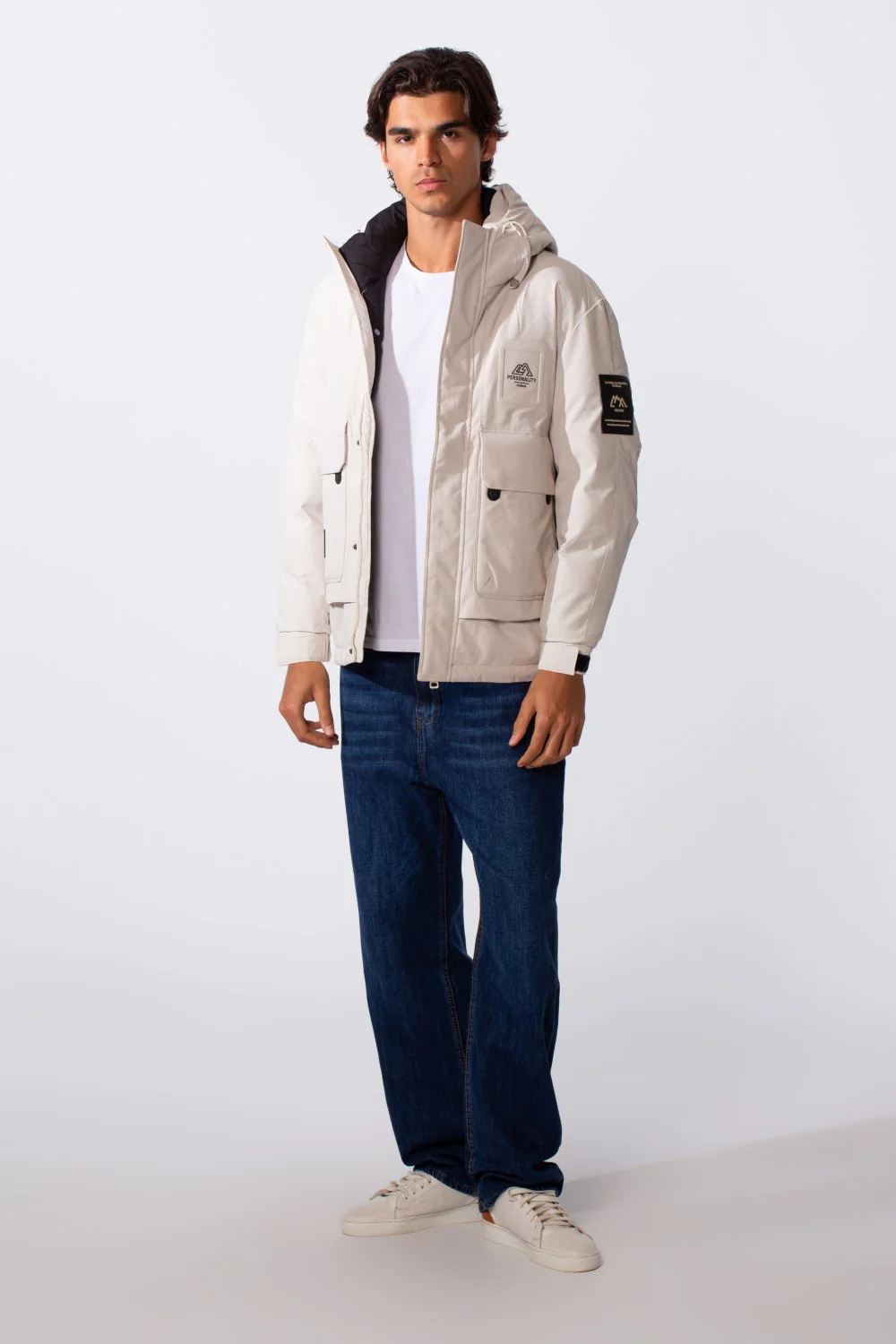 Men's Long Sleeve Tomato Hood Front Pockets Jacket - Image 3