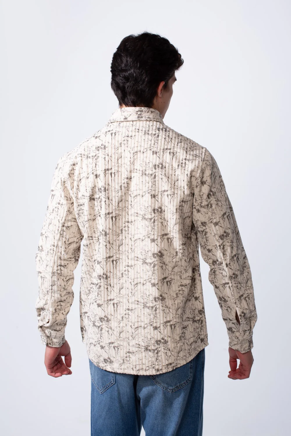 Men's Long Sleeve Velvet Button-Down Textured Fabric Printed Casual Slim Fit Shirt - Image 10
