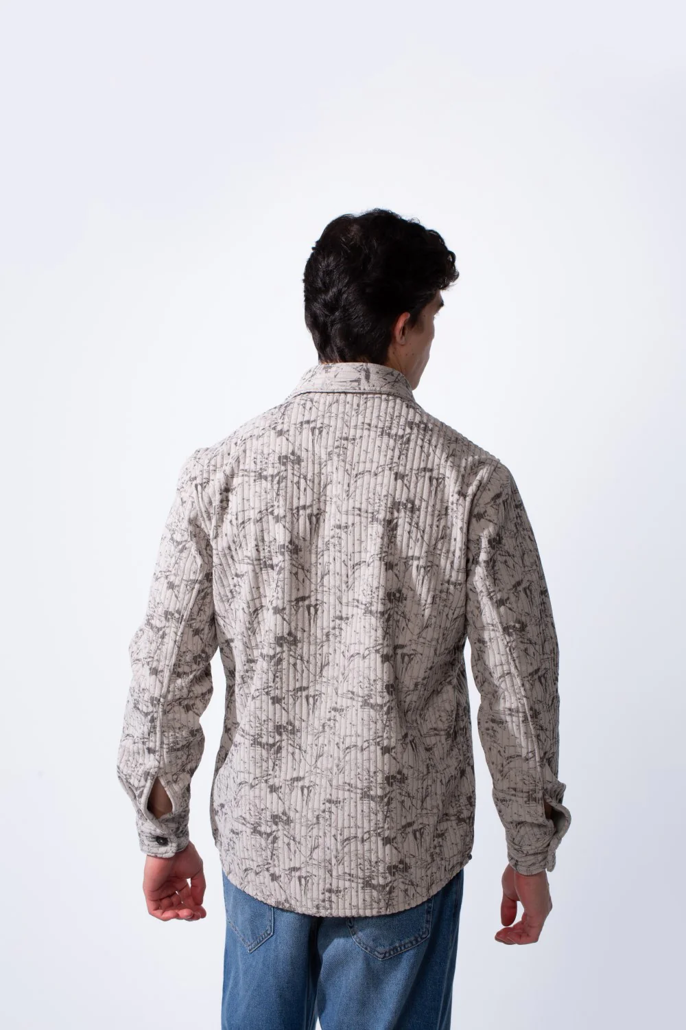 Men's Long Sleeve Velvet Button-Down Textured Fabric Printed Casual Slim Fit Shirt - Image 6