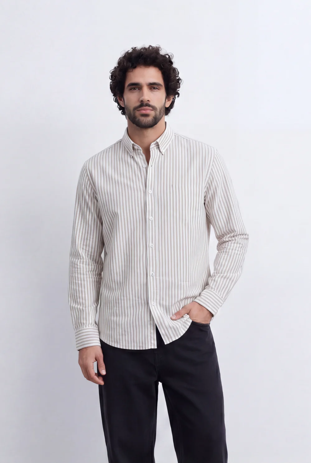 Men's Long Sleeve Vertical Striped Shirt Regular Fit for Any Occasion Tomato Store
