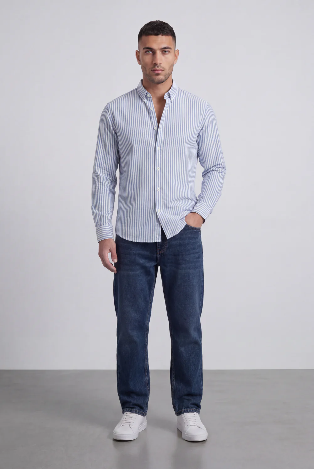 Men's Long Sleeve Vertical Striped Shirt Regular Fit for Any Occasion Tomato Store - Image 15