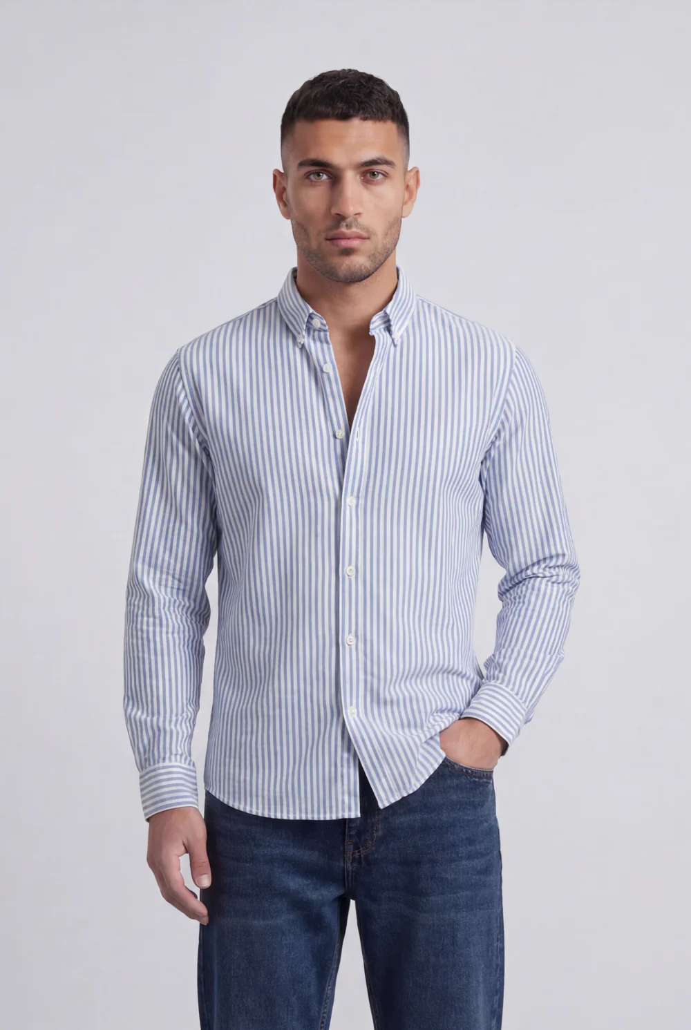 Men's Long Sleeve Vertical Striped Shirt Regular Fit for Any Occasion Tomato Store - Image 16