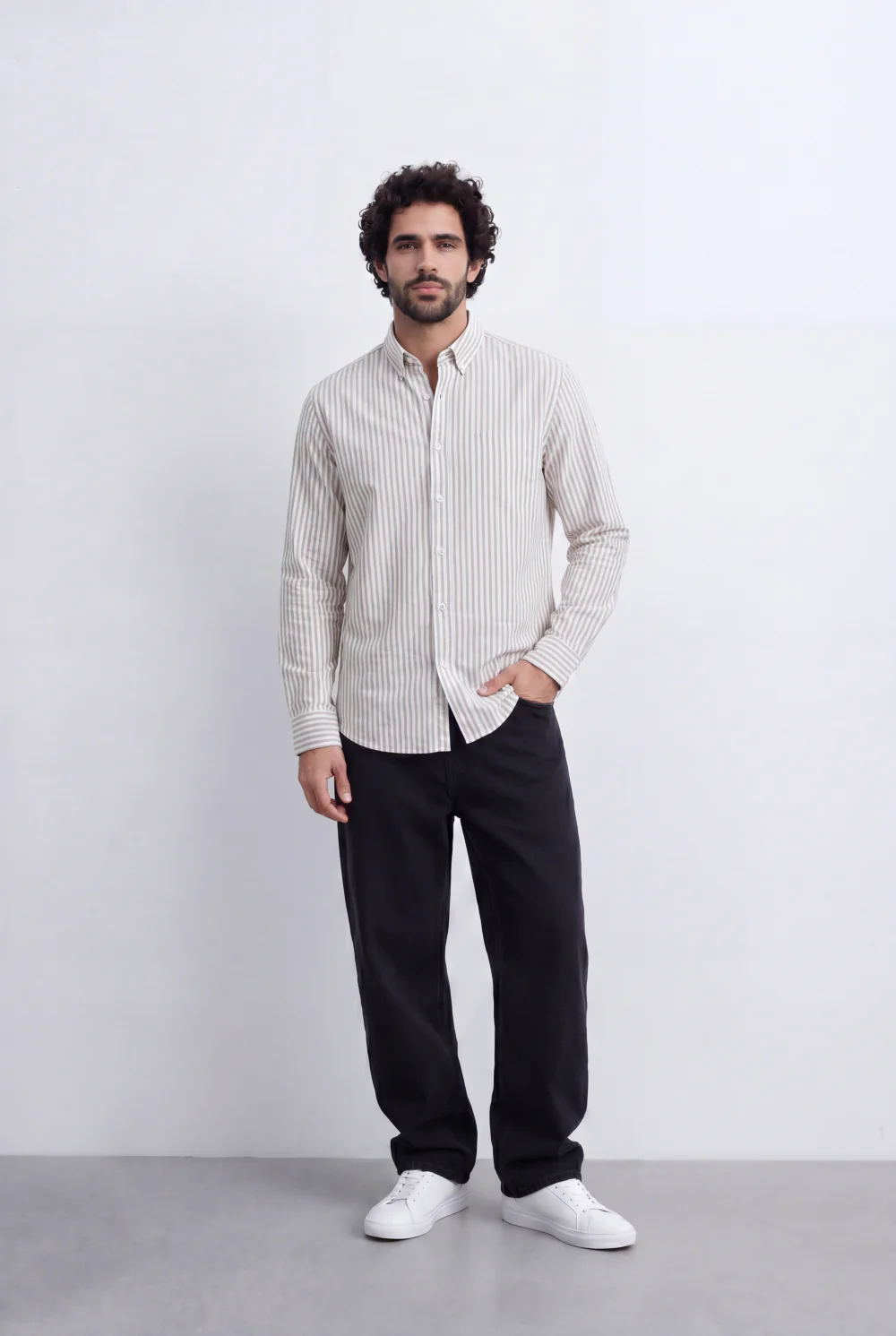 Men's Long Sleeve Vertical Striped Shirt Regular Fit for Any Occasion Tomato Store - Image 3