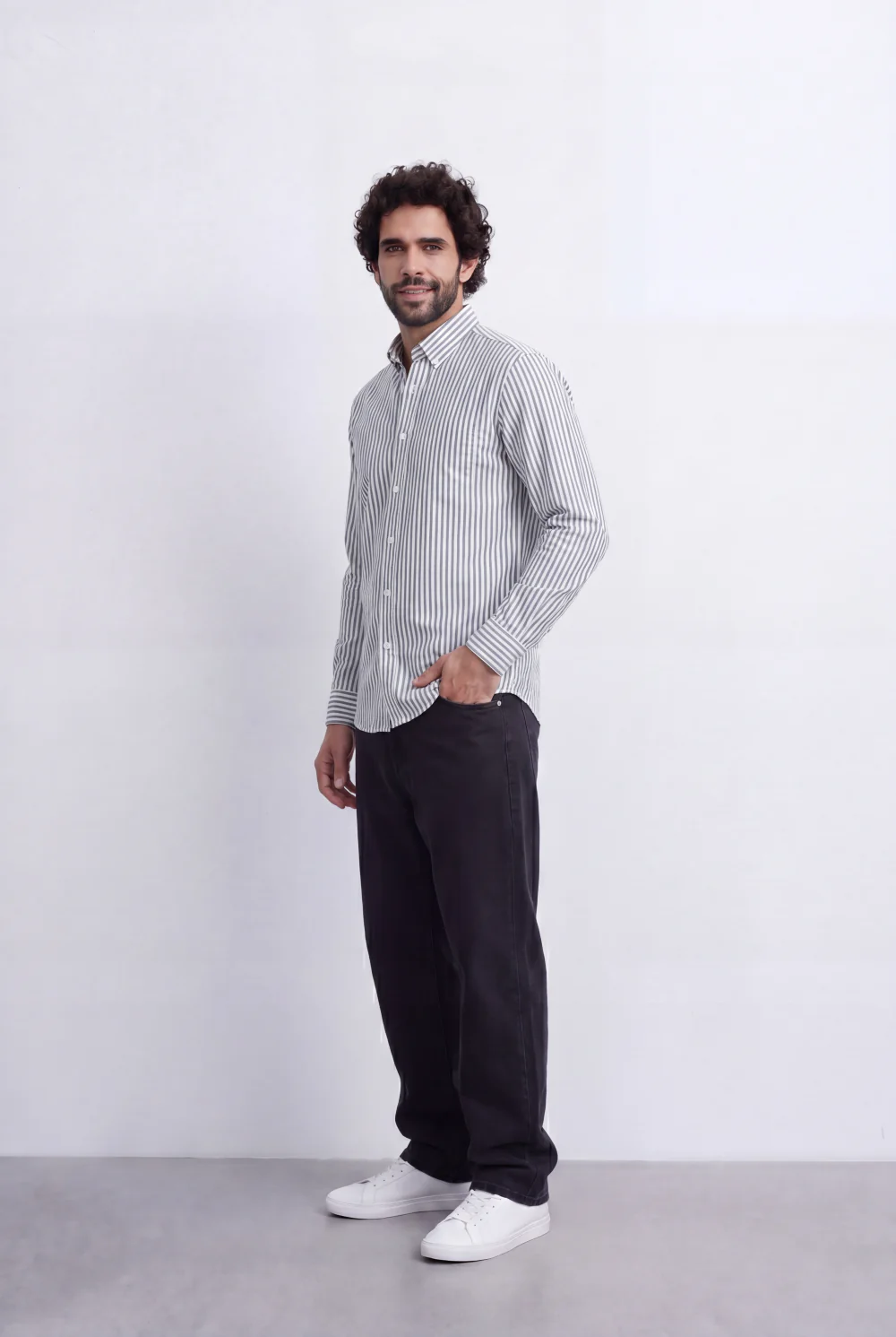 Men's Long Sleeve Vertical Striped Shirt Regular Fit for Any Occasion Tomato Store - Image 8