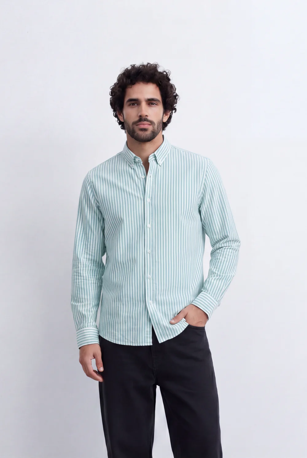 Men's Long Sleeve Vertical Striped Shirt Regular Fit for Any Occasion Tomato Store - Image 9