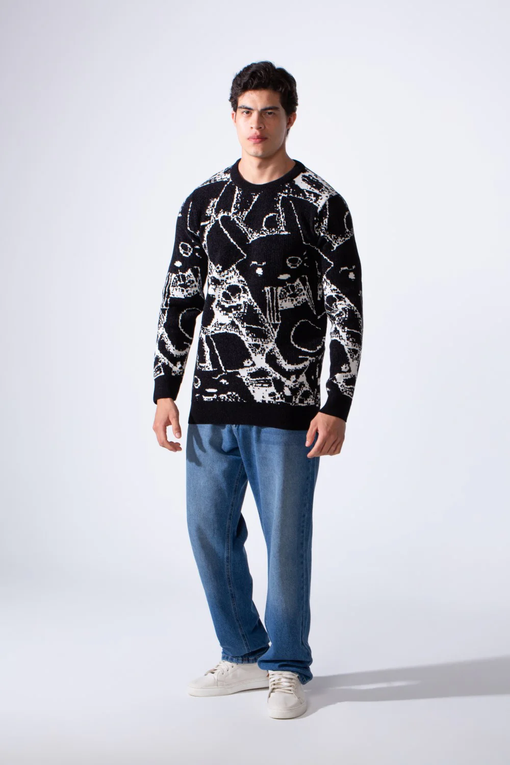 Men's Long Sleeve With Casual Print Slim Fit Crew Neck Pullover - Image 4