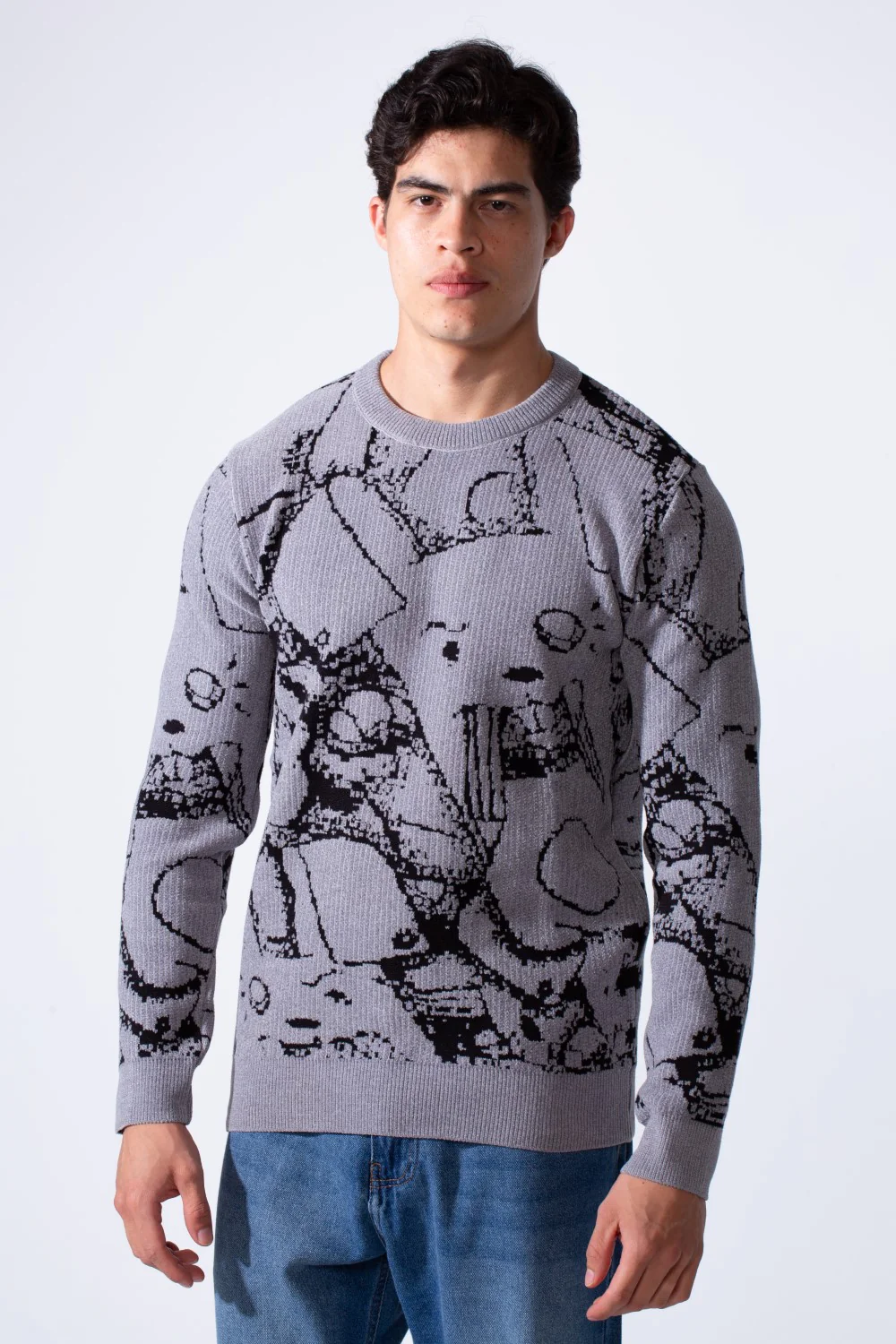 Men's Long Sleeve With Casual Print Slim Fit Crew Neck Pullover - Image 9