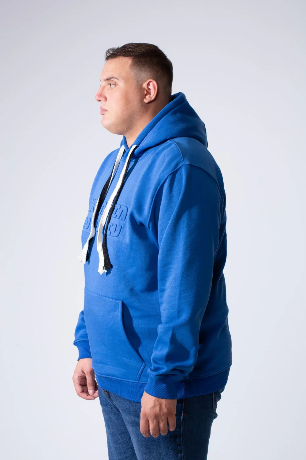 Men's Long Sleeve With Chest Text Print Front Kangaroo Pocket Comfy For Everyday Wear Hooded Big Size Sweatshirt - Image 12