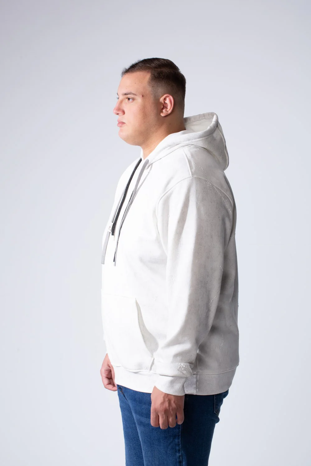 Men's Long Sleeve With Unique Marble Pattern Front Kangaroo Pocket Comfortable Big Size Hooded Sweatshirt - Image 15