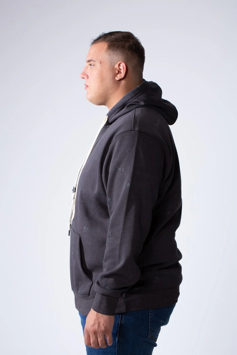 Men's Long Sleeve With Unique Marble Pattern Front Kangaroo Pocket Comfortable Big Size Hooded Sweatshirt - Image 4