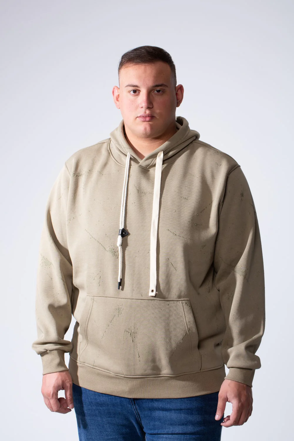 Men's Long Sleeve With Unique Marble Pattern Front Kangaroo Pocket Comfortable Big Size Hooded Sweatshirt - Image 9
