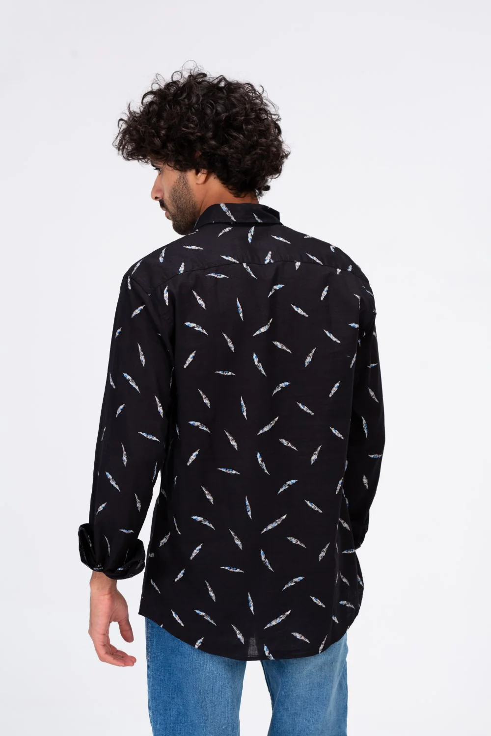 Mens Long Sleeved All Over Print Shirt With A Unique Cut - Image 5