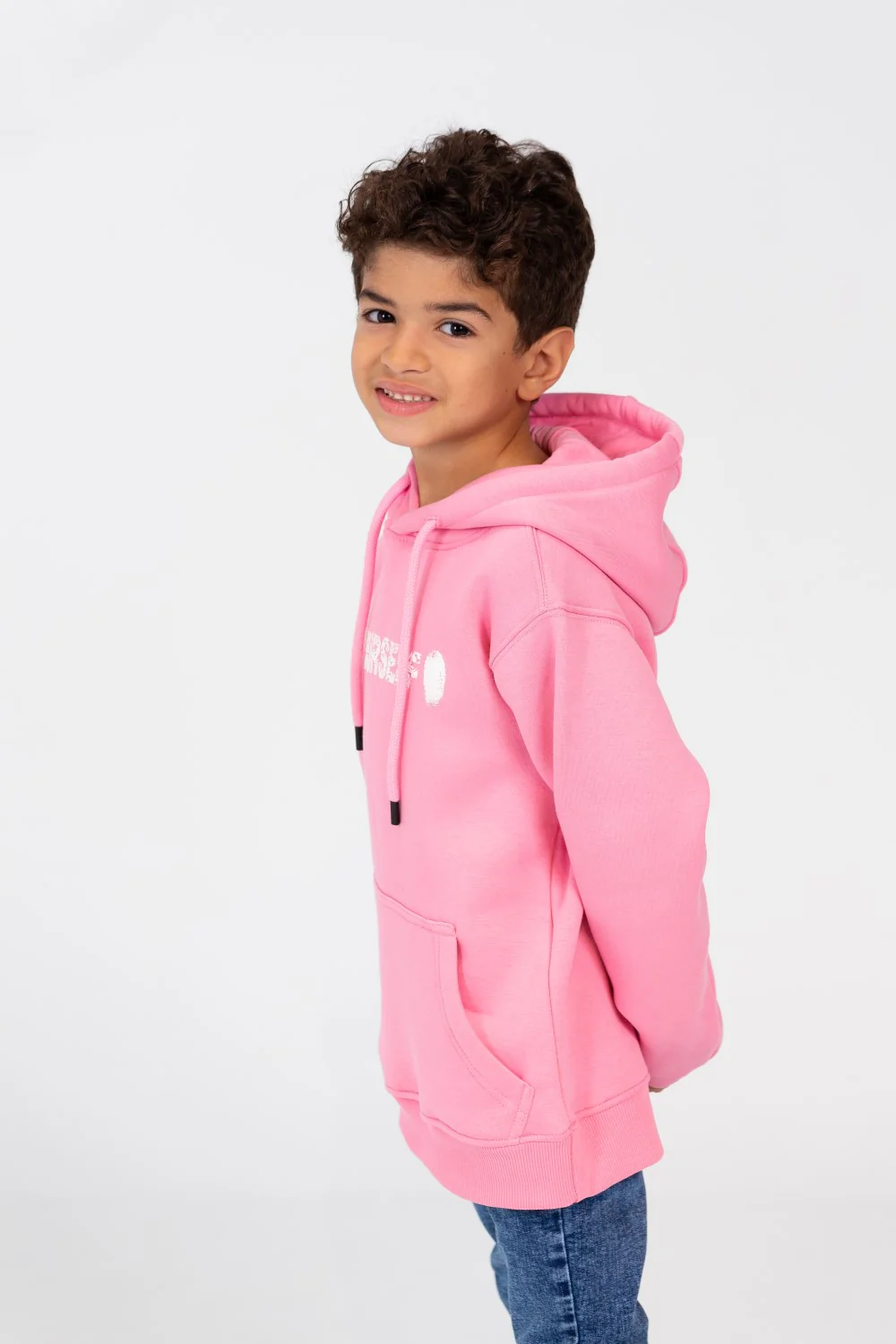 Boy's Long Sleeved Hooded Sweatshirt With Text Print On The Front - Image 11