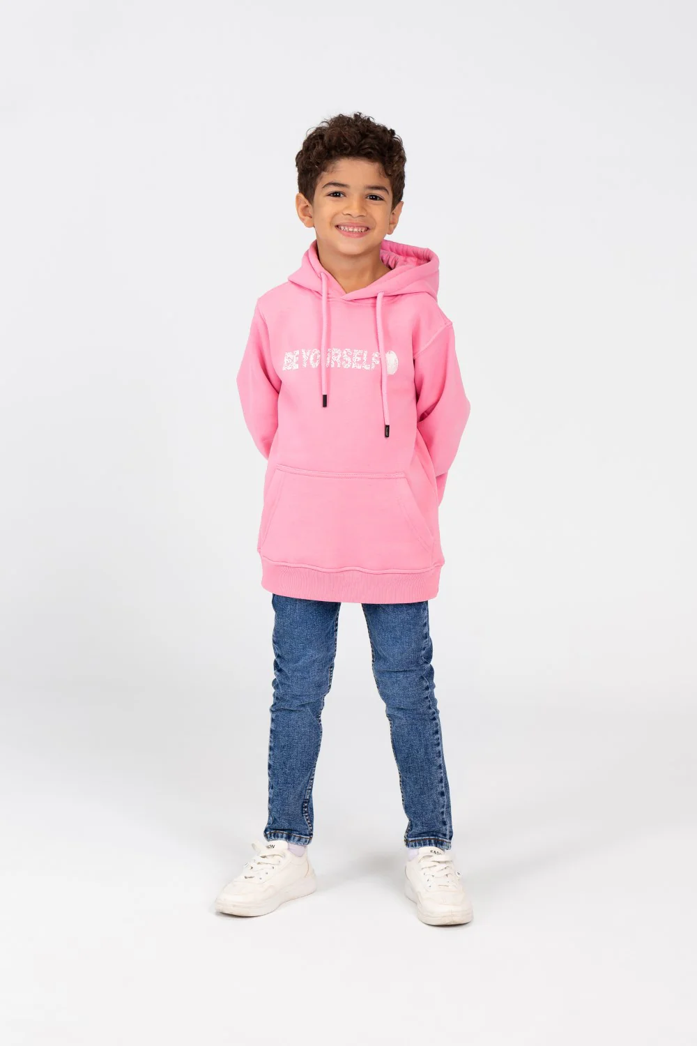 Boy's Long Sleeved Hooded Sweatshirt With Text Print On The Front - Image 12