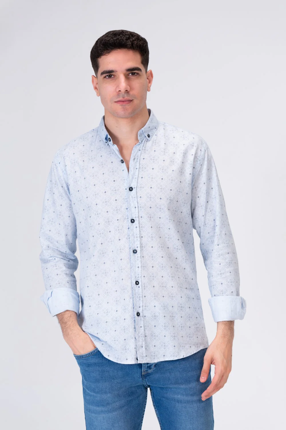 Mens Long Sleeved Shirt Printed With Comfortable Summer Material - Image 3