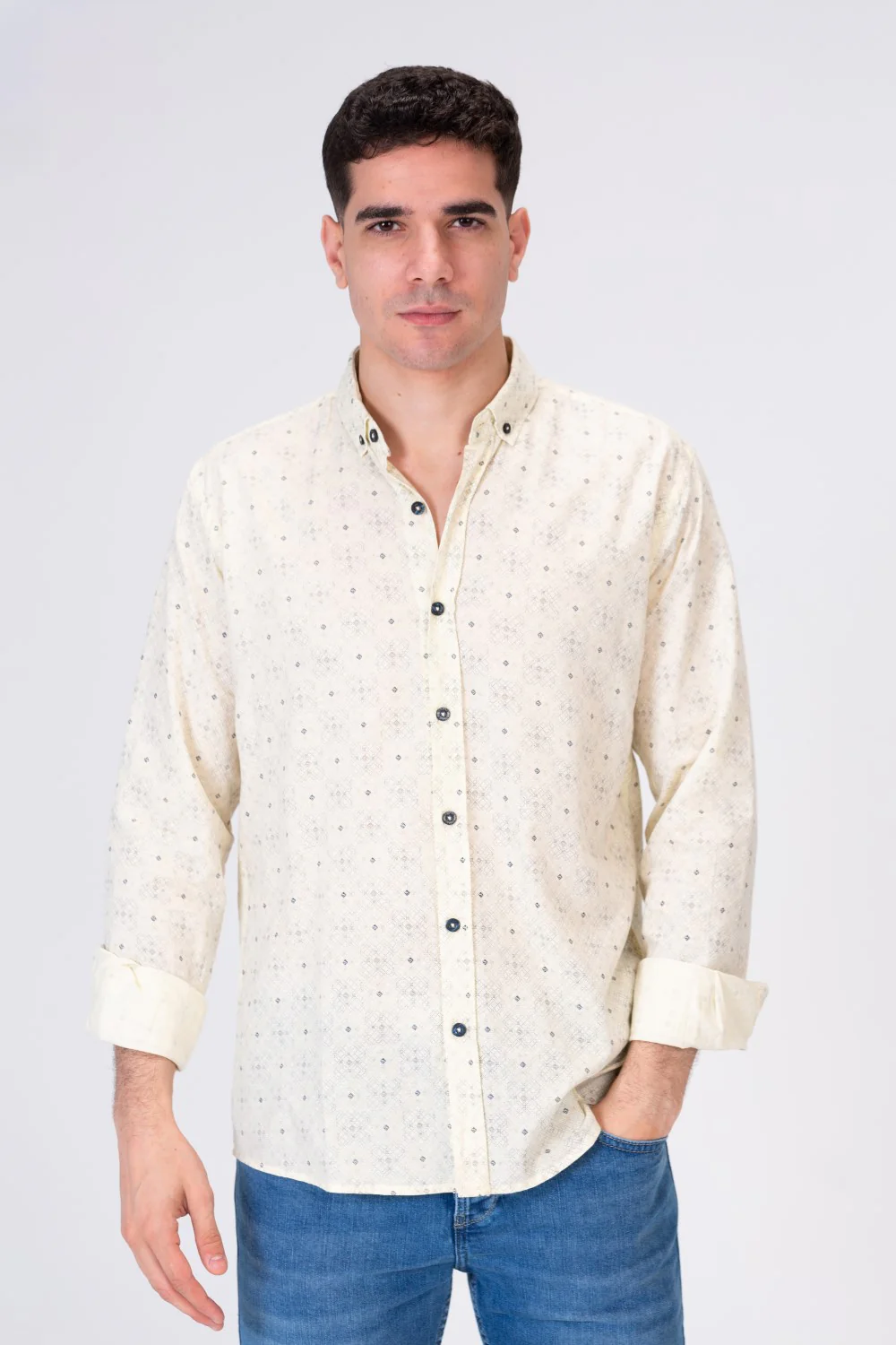 Mens Long Sleeved Shirt Printed With Comfortable Summer Material - Image 9