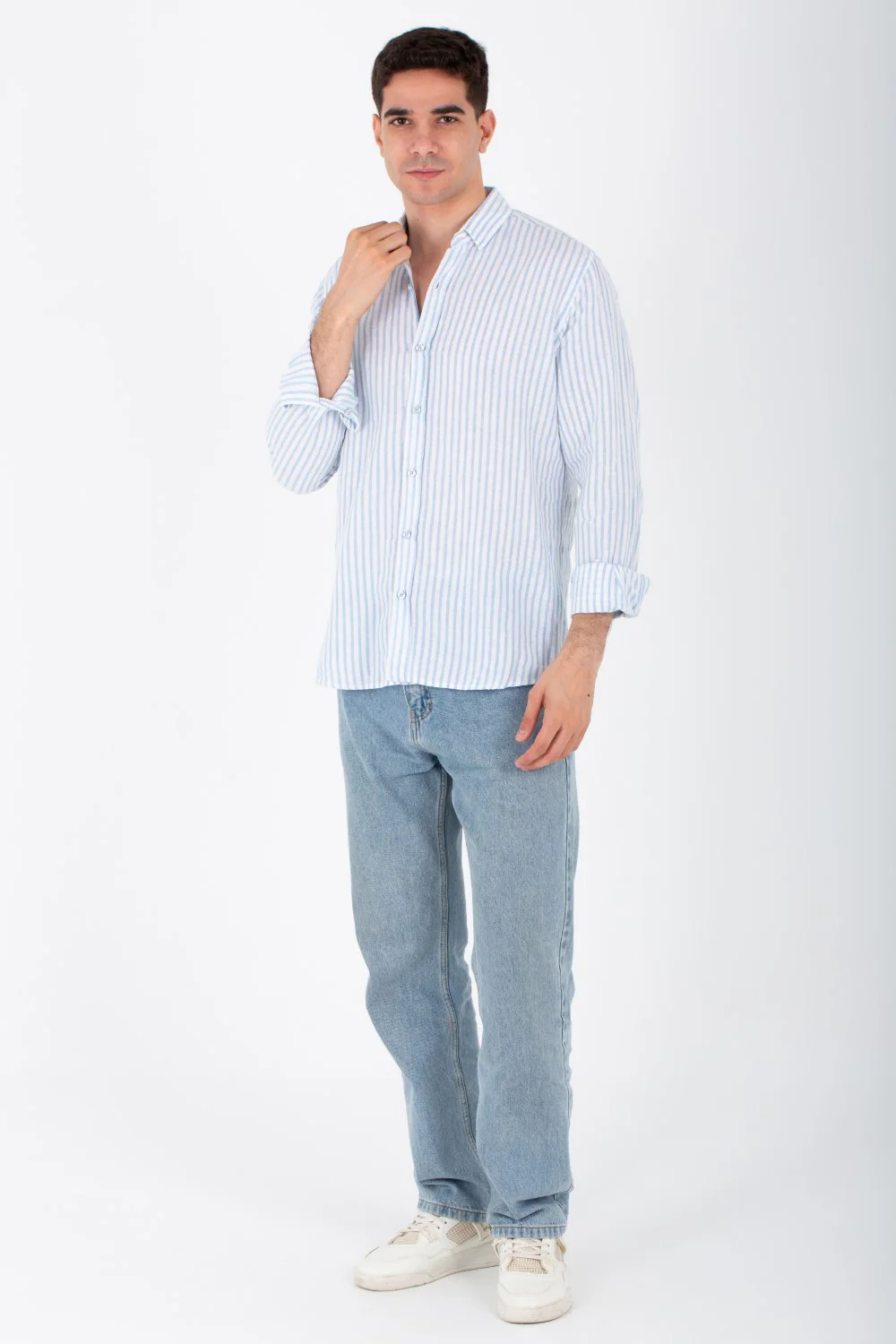 Mens Long Sleeved Slimfit Shirt With Comfortable Linen Material - Image 7