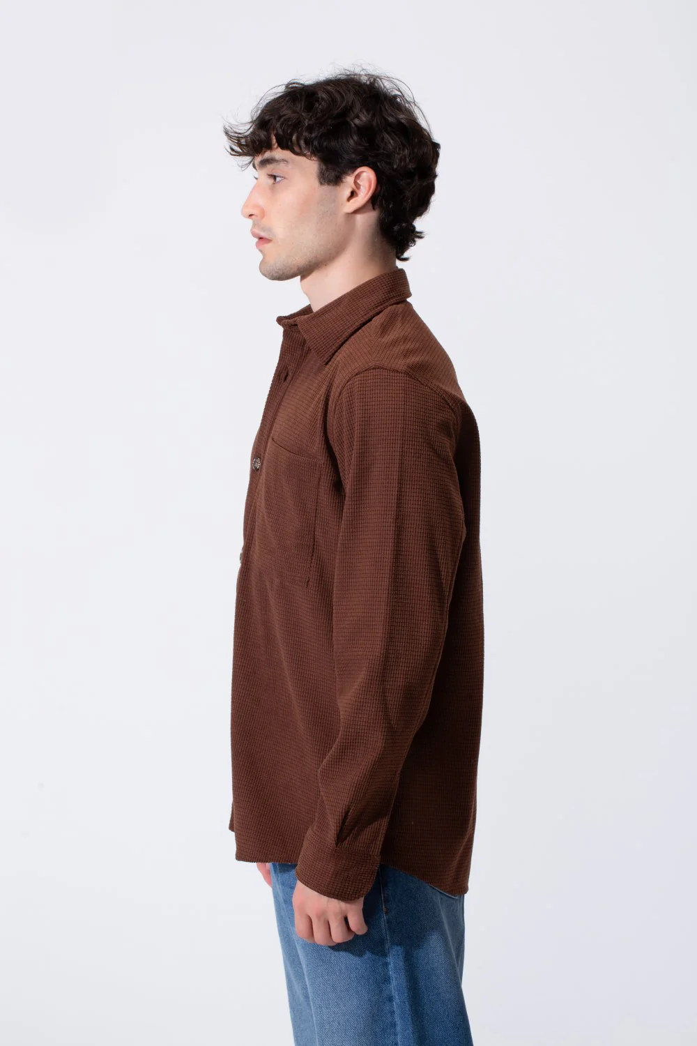 Men's Long Sleeved Winter Regular Fit Velvet Shirt - Image 11
