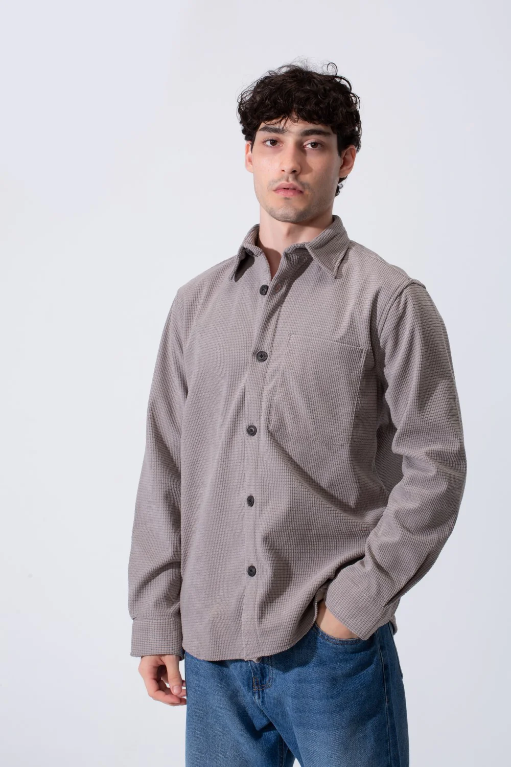 Men's Long Sleeved Winter Regular Fit Velvet Shirt - Image 13