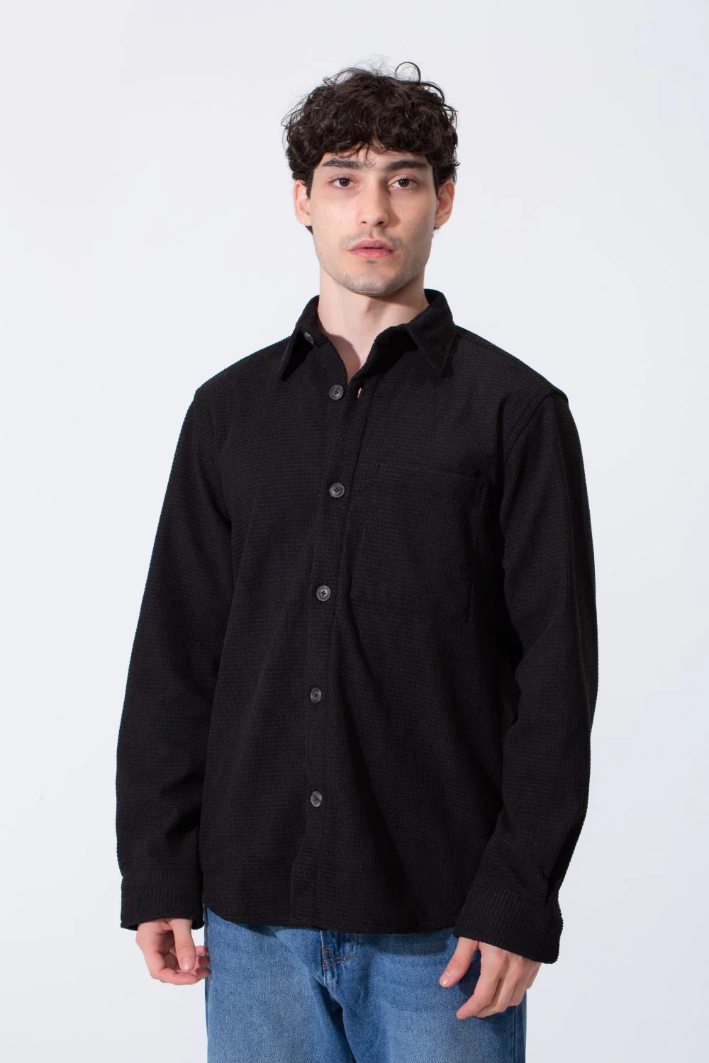 Men's Long Sleeved Winter Regular Fit Velvet Shirt - Image 5