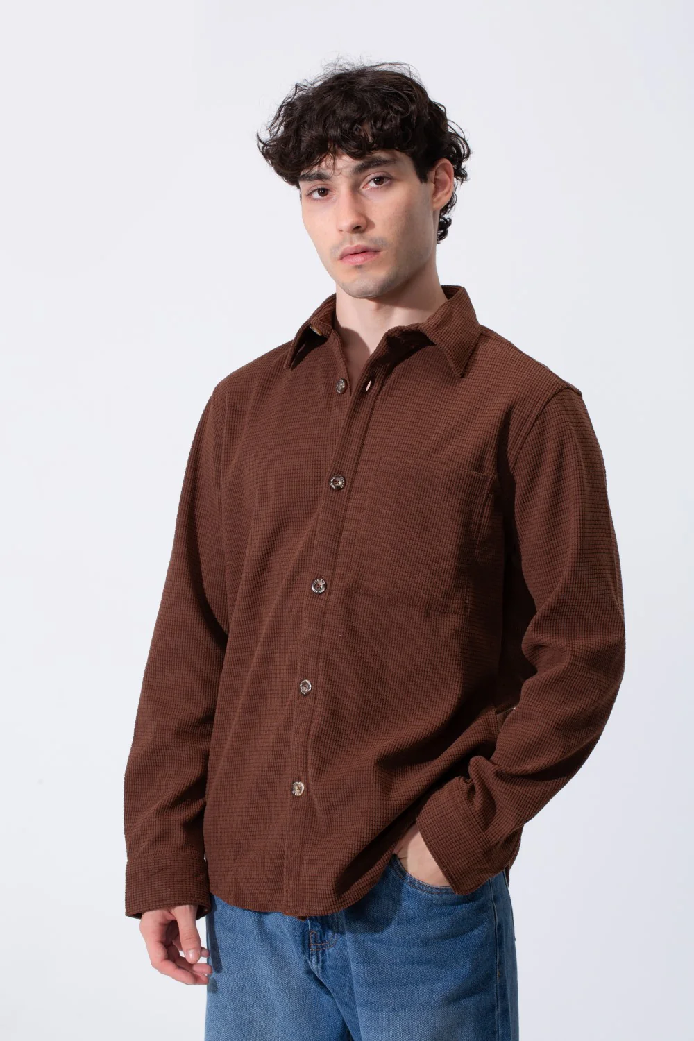 Men's Long Sleeved Winter Regular Fit Velvet Shirt - Image 9
