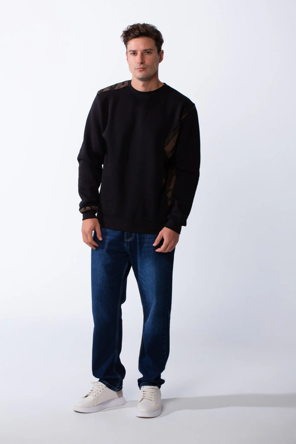 Men's Long Sleeves Crew Neck Unique Side Text Print Slim Fit Melton Casual Sweatshirt - Image 2
