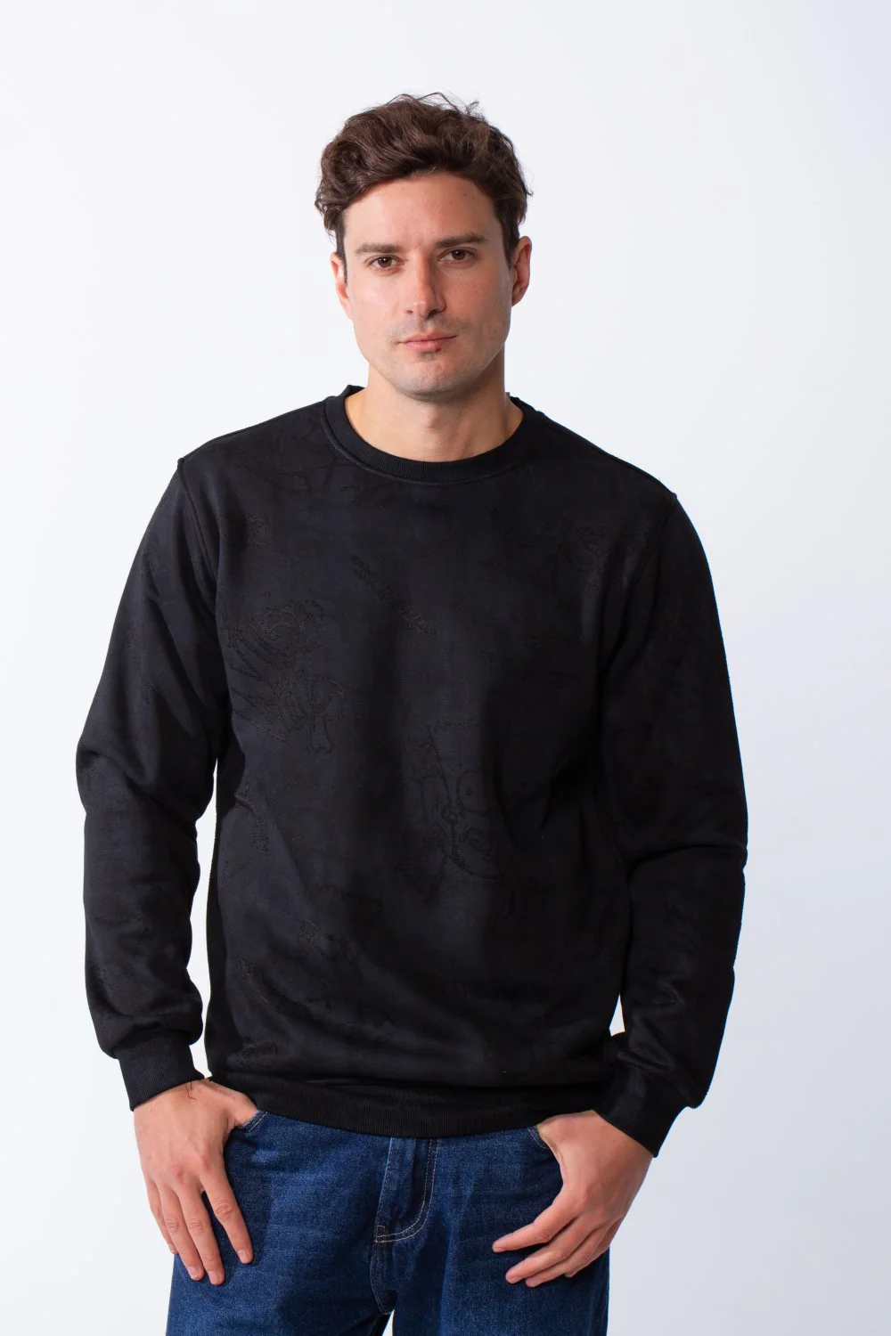 Men's Long Sleeves Crew Neck With Casual Playful Pattern Perfect For Layering Comfy Slim Fit Sweatshirt